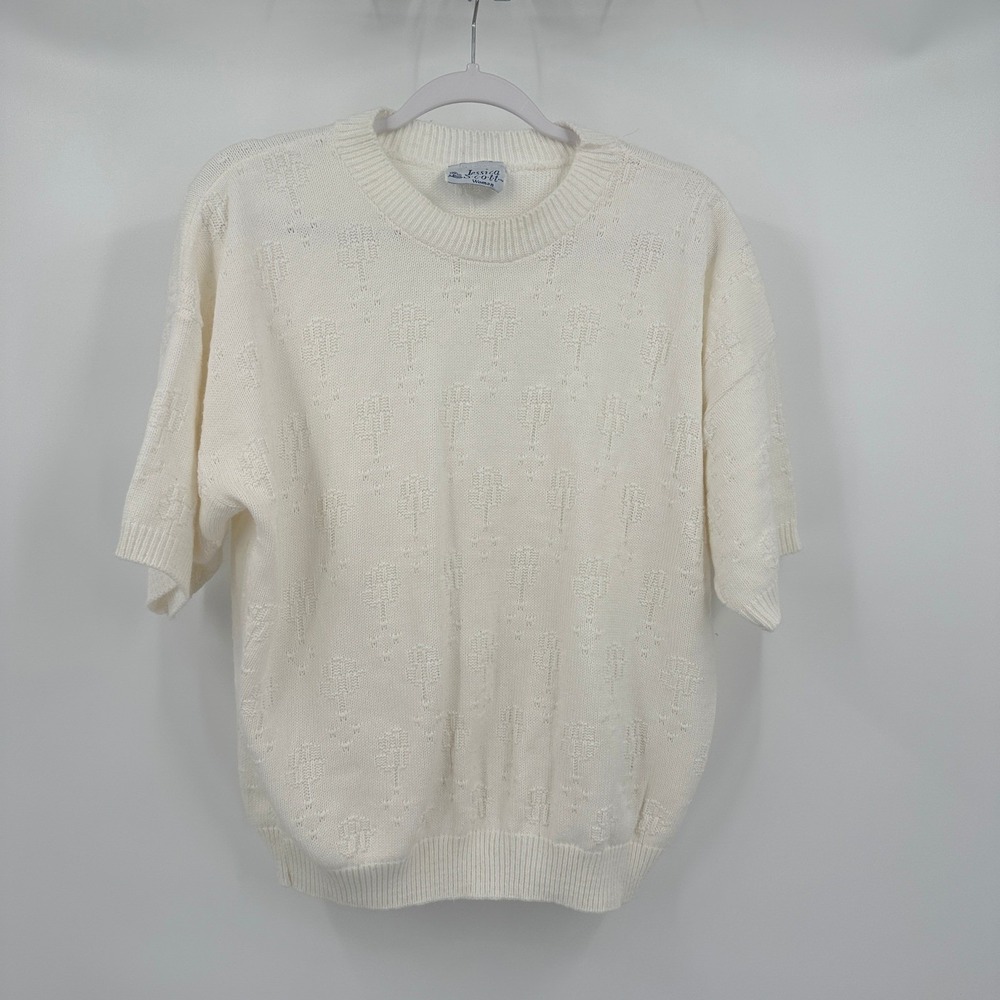 Womens Cottagecore Shabby Chic Sweater SIze 24 Minimalist Pointelle 90s Vintage